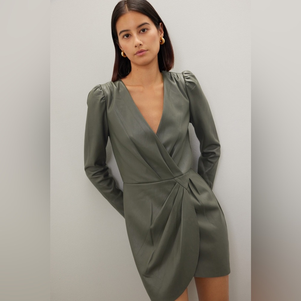 SAYLOR Olive Long Sleeve Wrap Dress